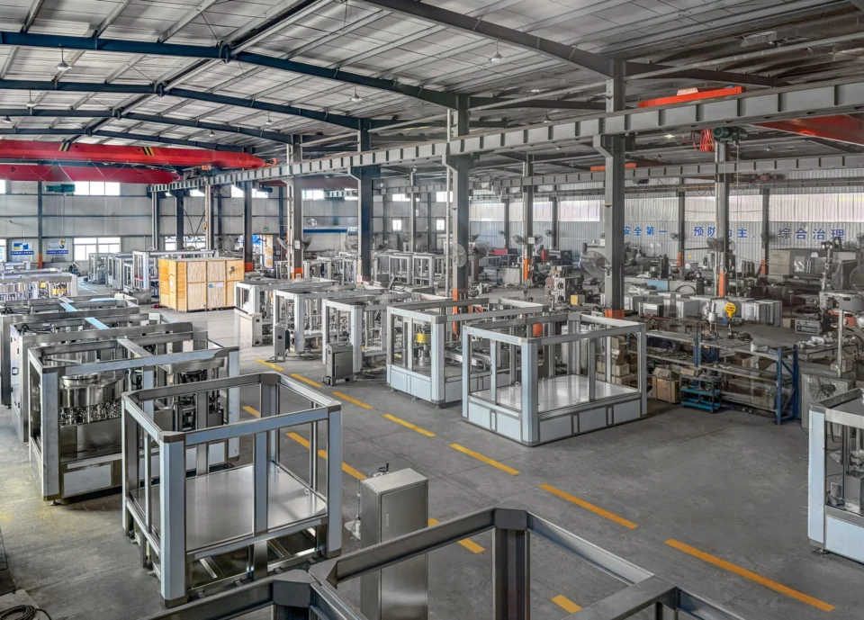 Weichi workshop with can filling and seaming equipment and surrounding access aisles